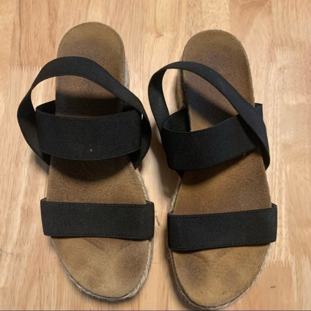 Steve Madden Black Espadrilles Platform Sandals Size 9 - Picture 2 of 8